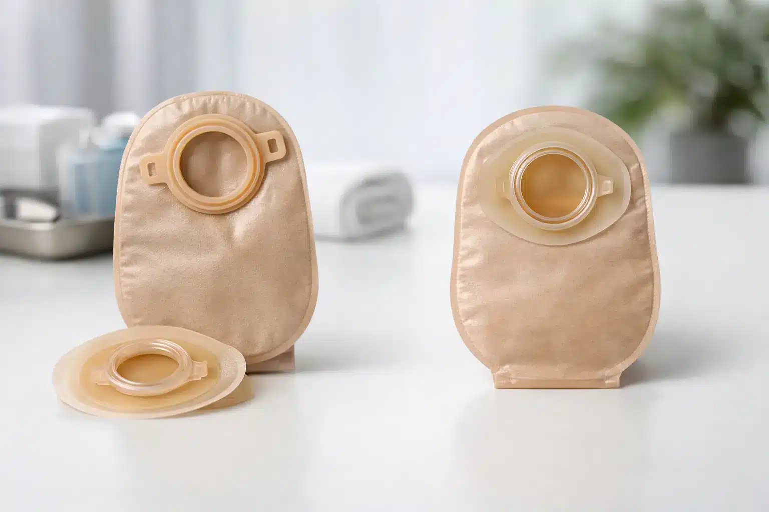 Bolsa de colostomia duas peças vs uma peça
